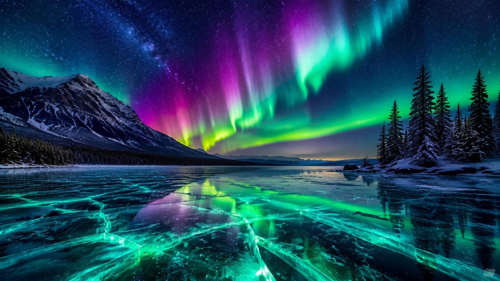 Aurora over the Frozen Lake